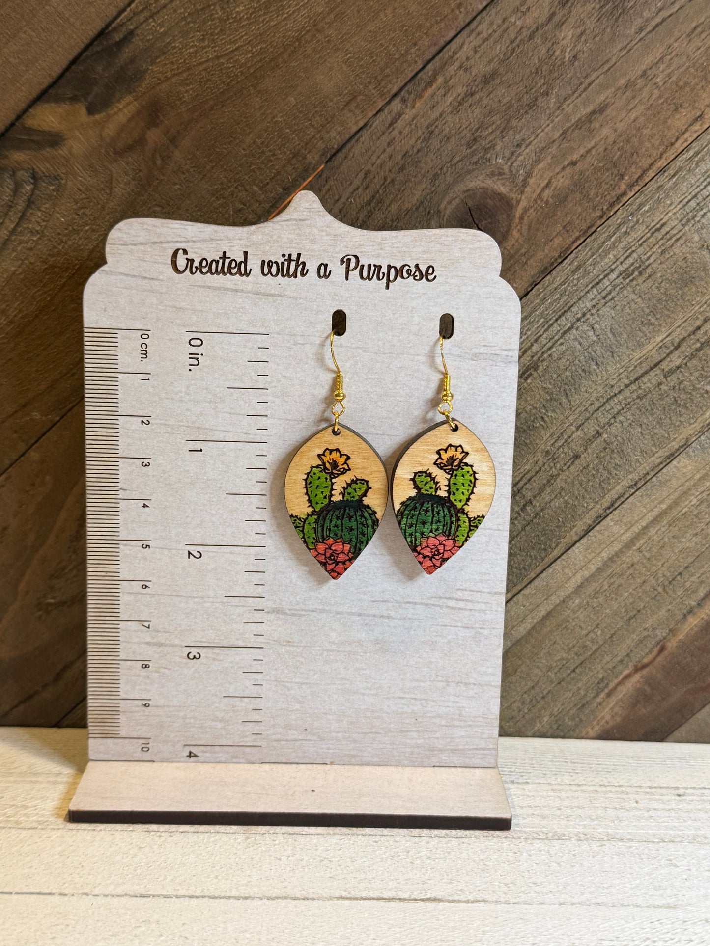 Cactus Wood Earrings