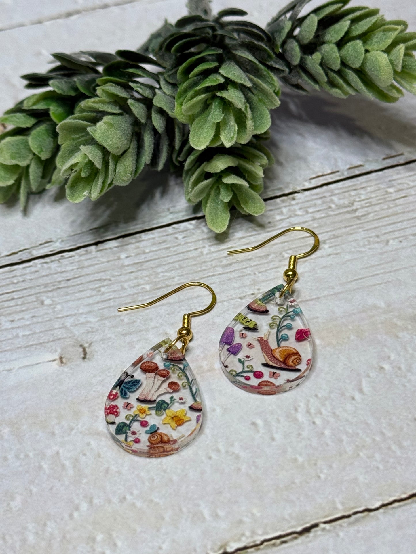Snails and Mushroom Acrylic Earrings