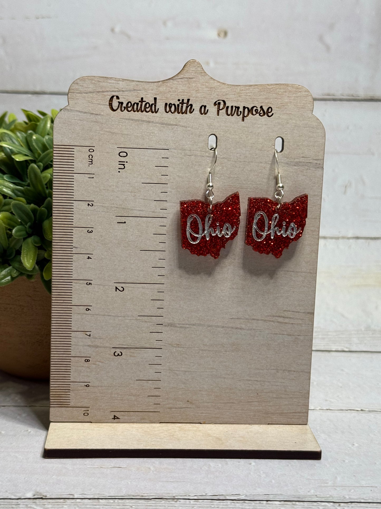 Red Glitter Ohio Dangle