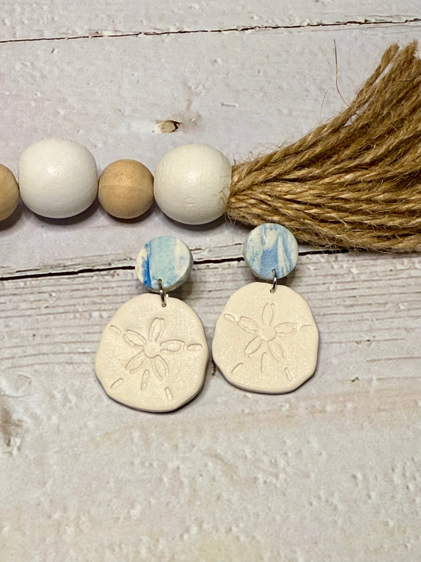 Polymer Clay Sand Dollar Earrings