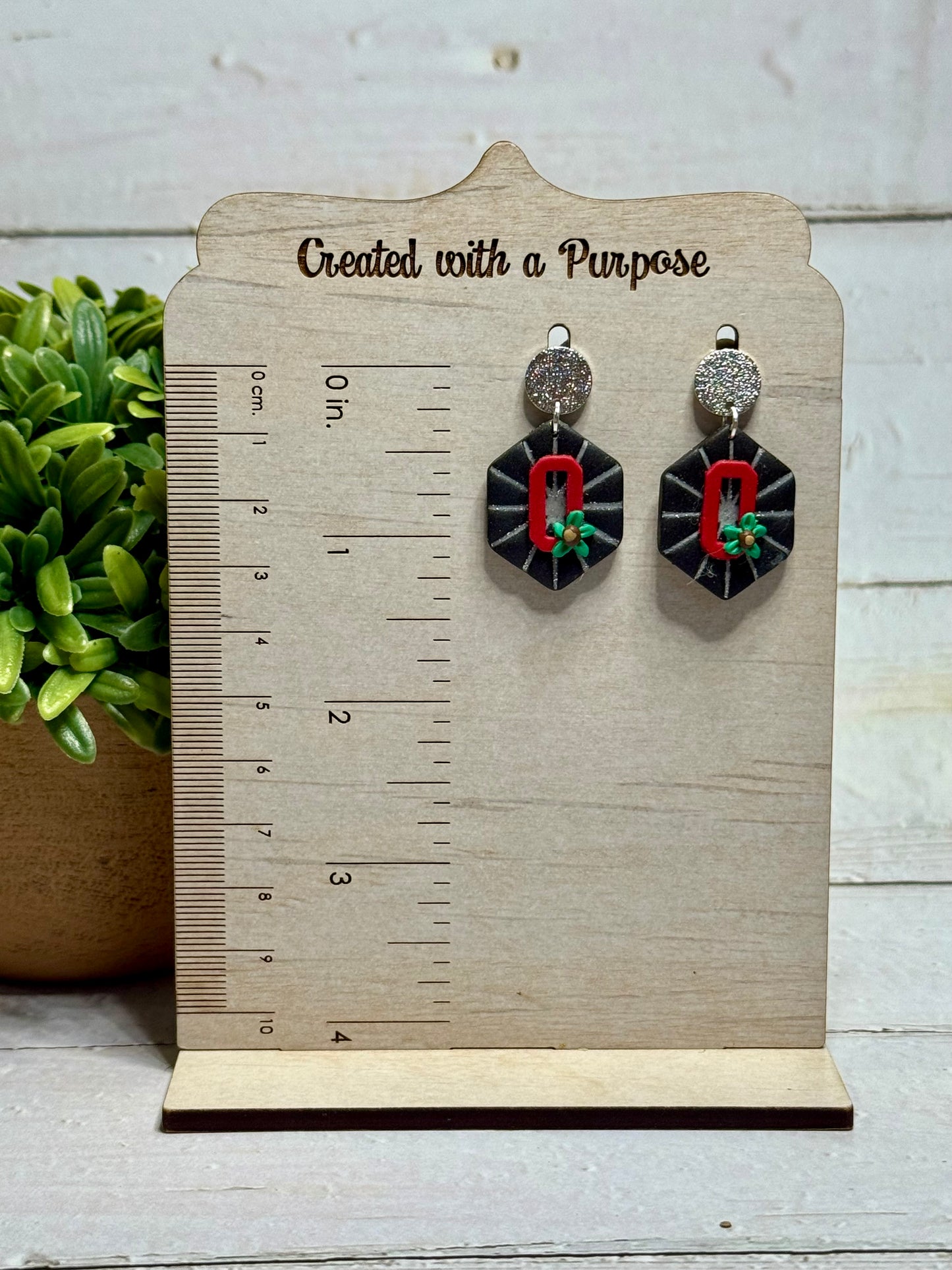 Black with O Earrings