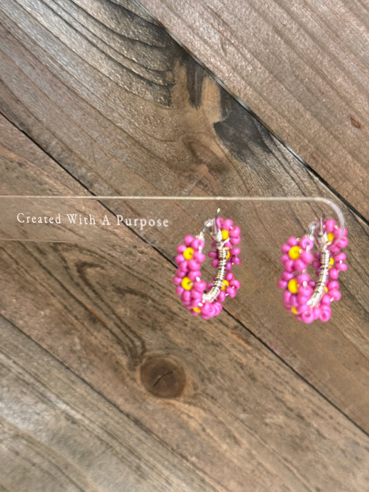 Pink and Yellow Flower Hoops