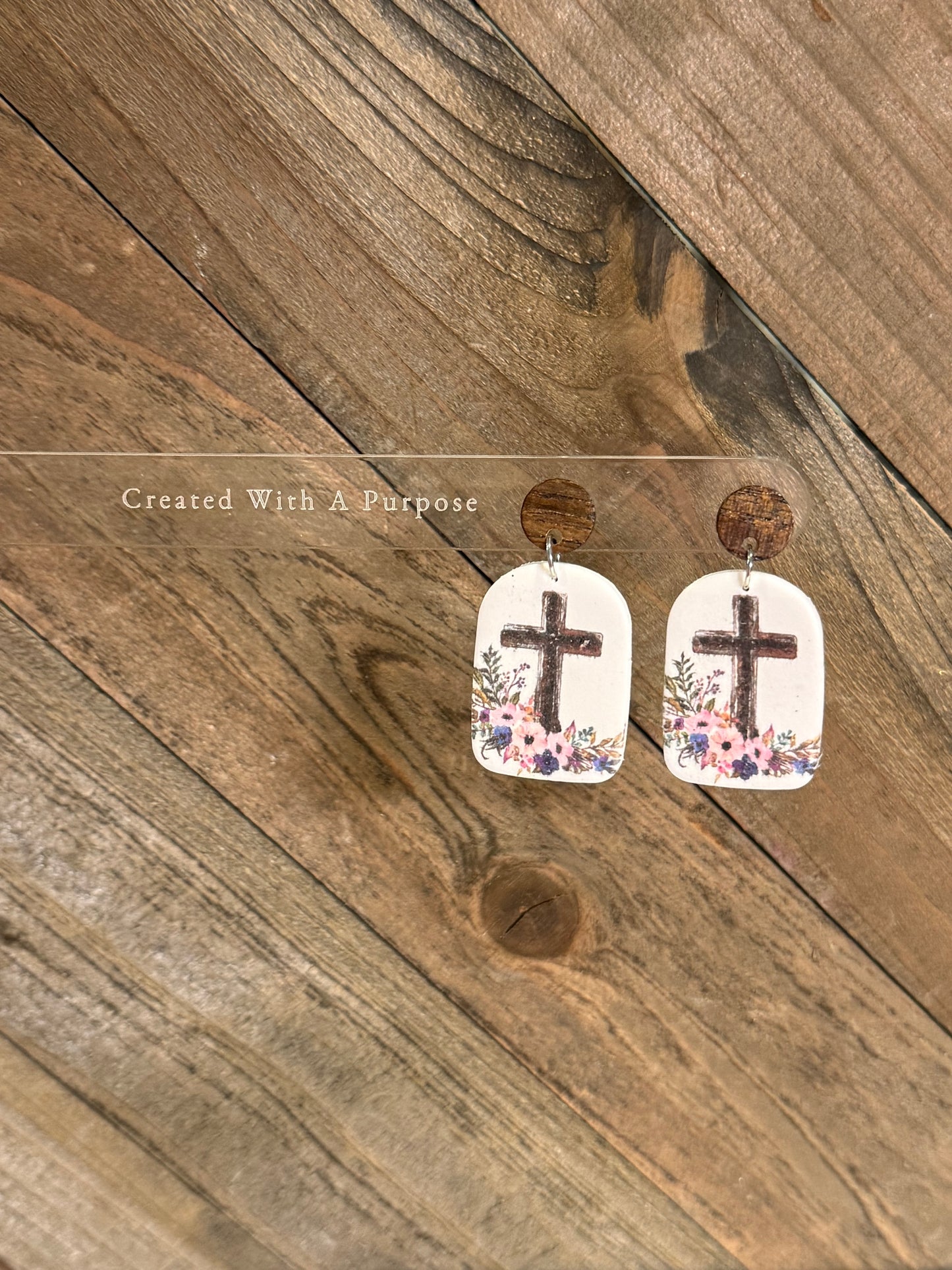 Pink and Purple Flower Cross