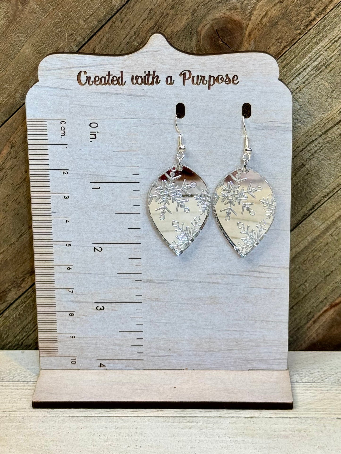 Mirrored Silver Snowflake Earrings