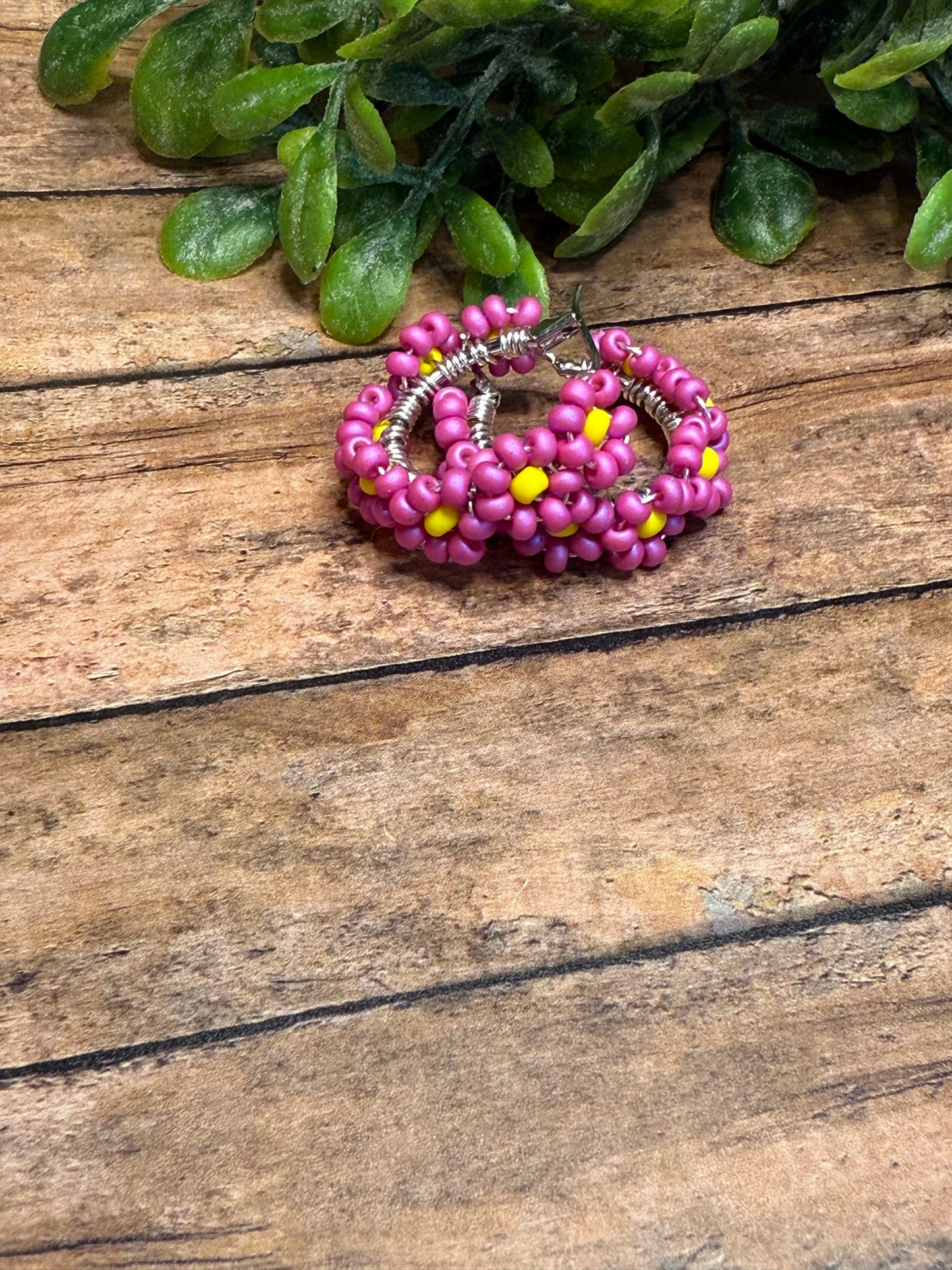 Pink and Yellow Flower Hoops