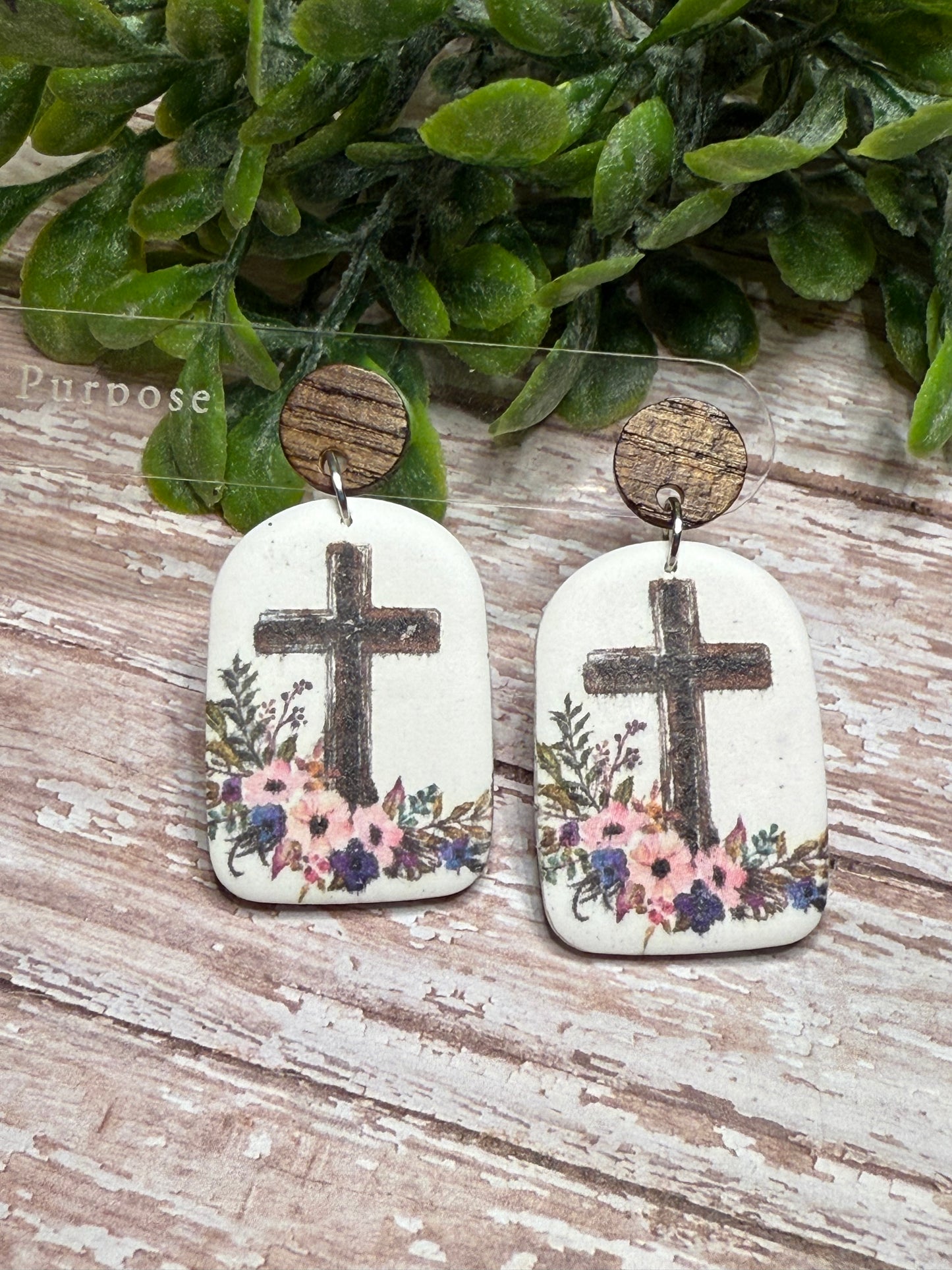 Pink and Purple Flower Cross