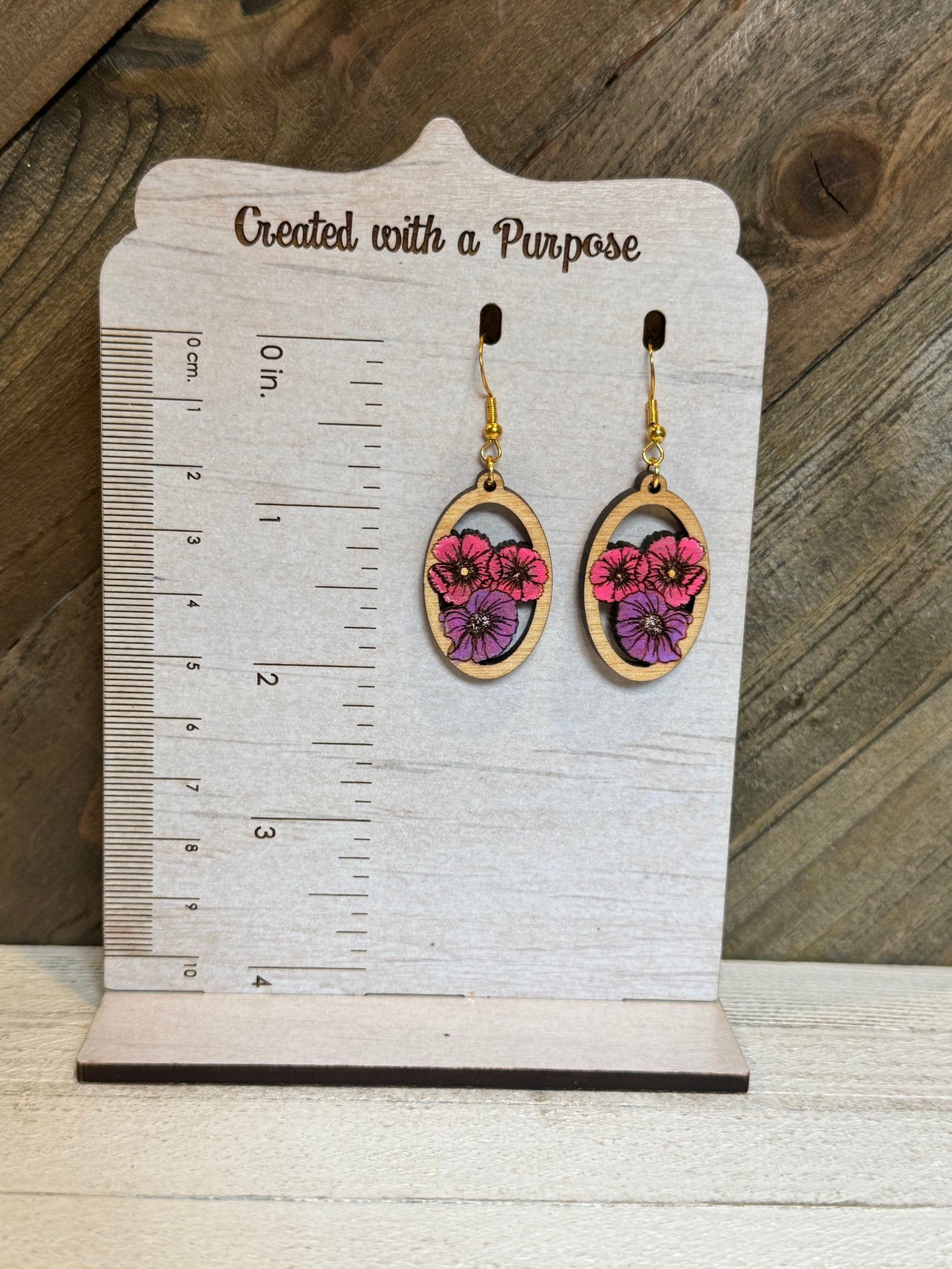 Pink and Purple Flower Earrings