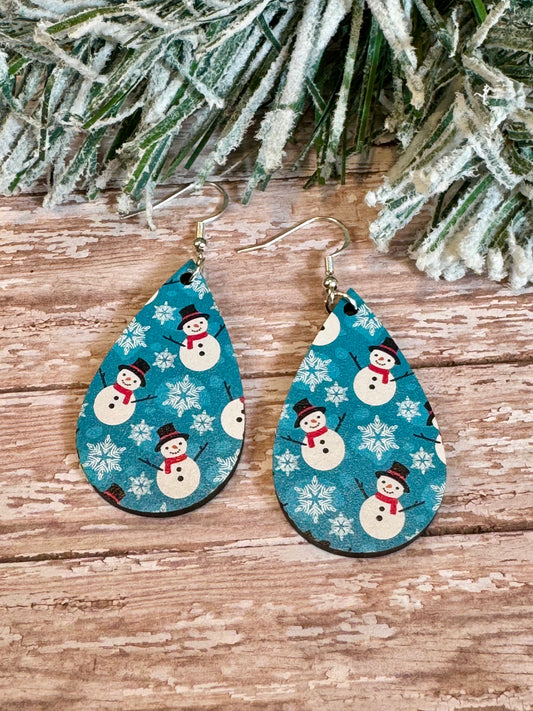 Snowmen Wooden Earrings