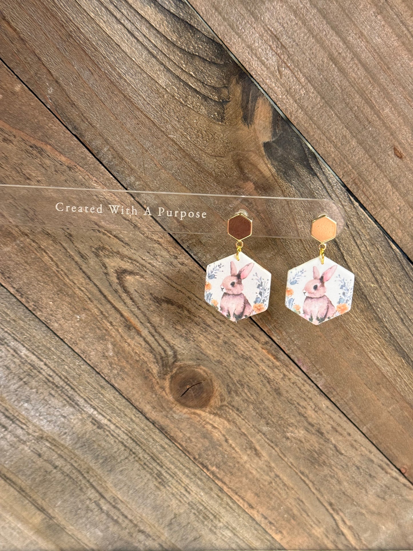 Bunny Hexagon Earrings