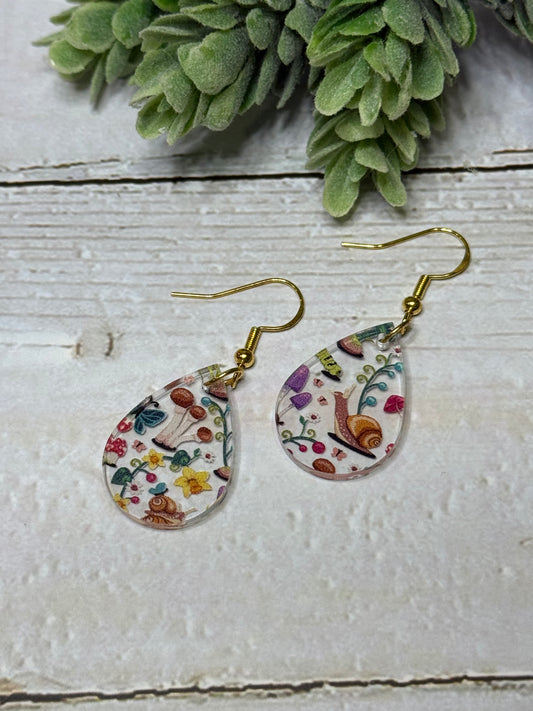 Snails and Mushroom Acrylic Earrings