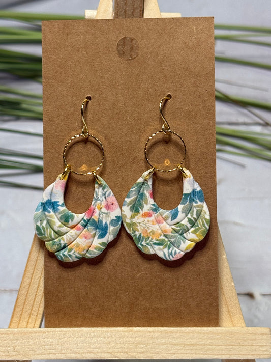 Tropical Statement Earring with Gold Circle Accent
