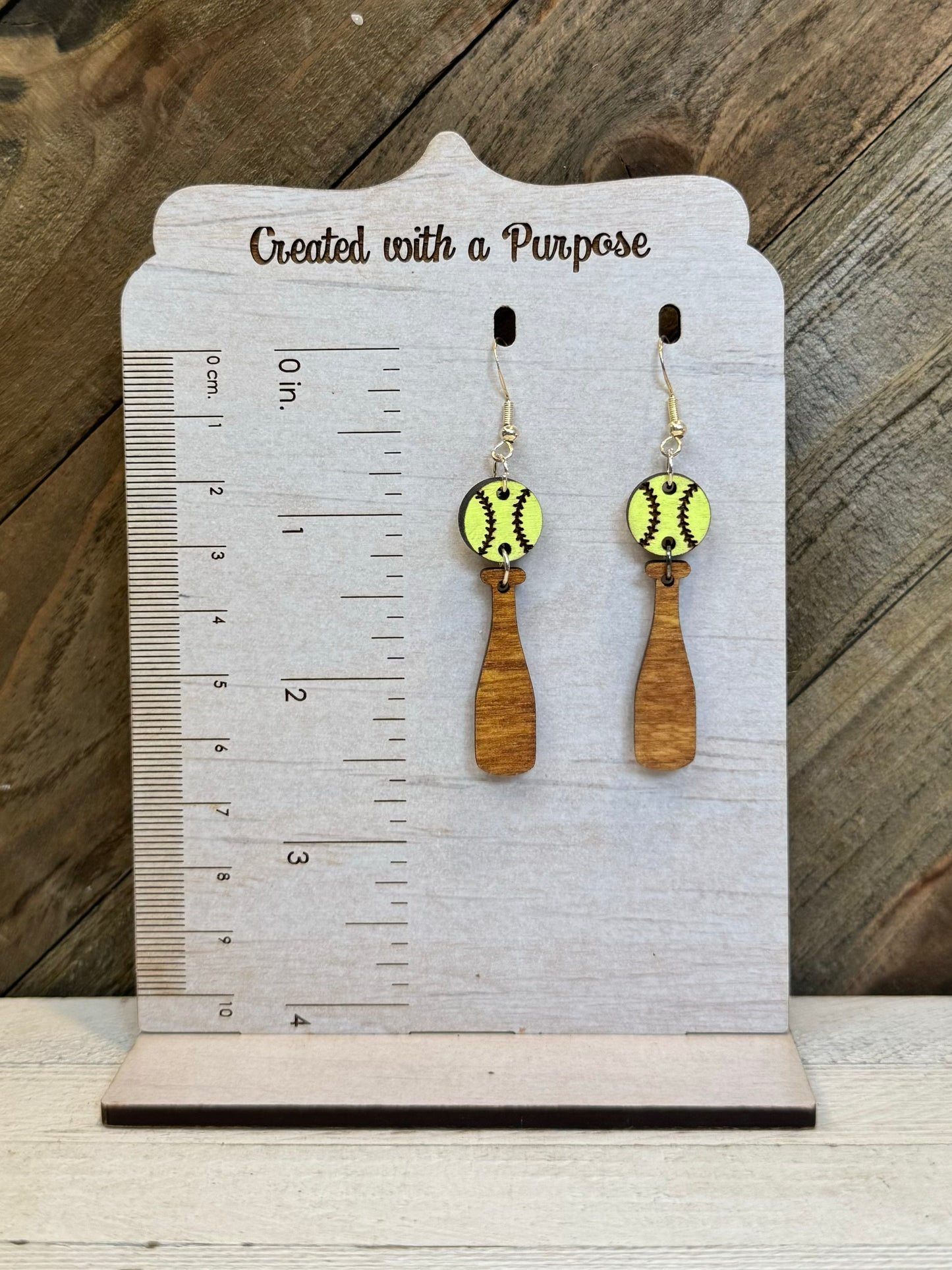 Softball and Bat Earrings