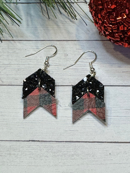 Red and Black Glitter Buffalo Chevron