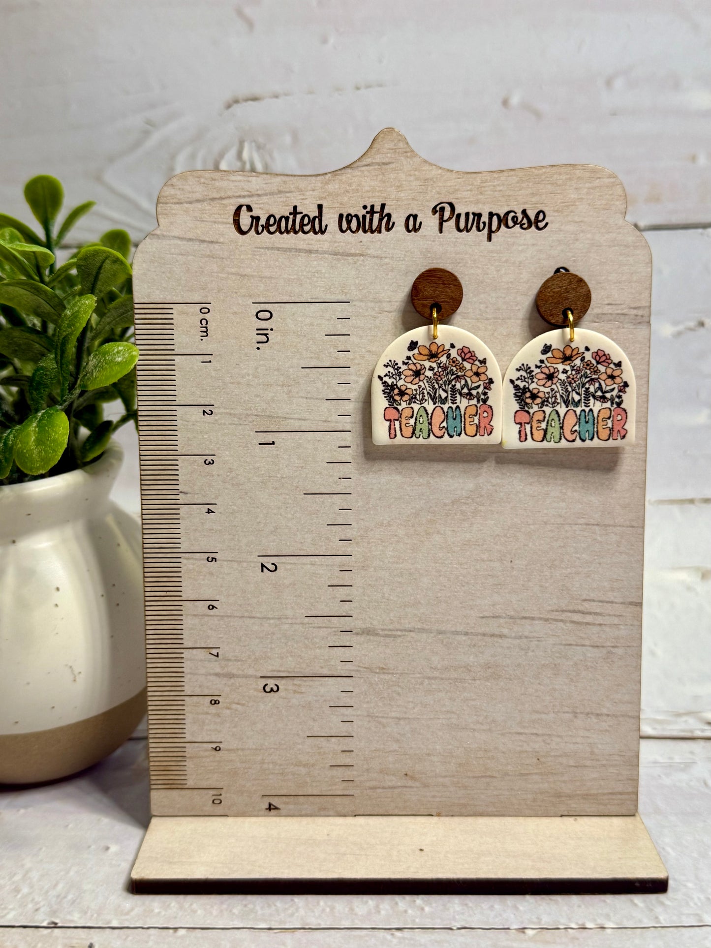 Teacher With Flower Earrings