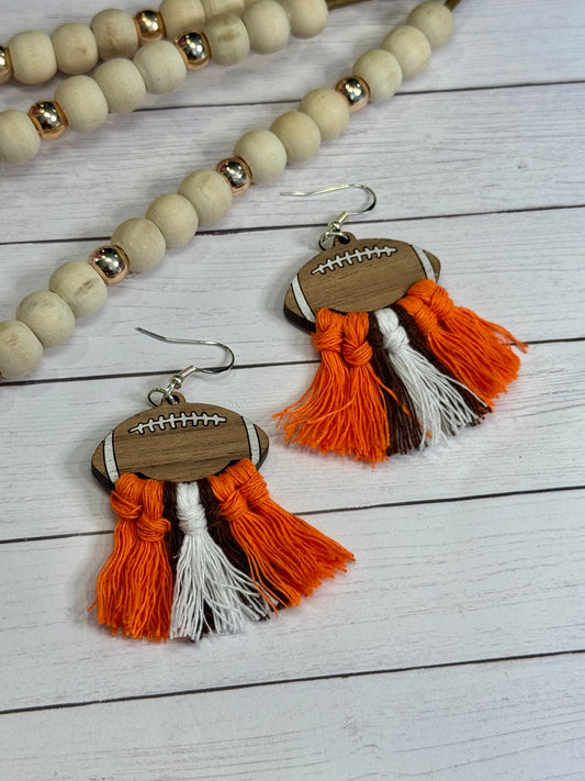 Orange Stripe Macramé Earrings