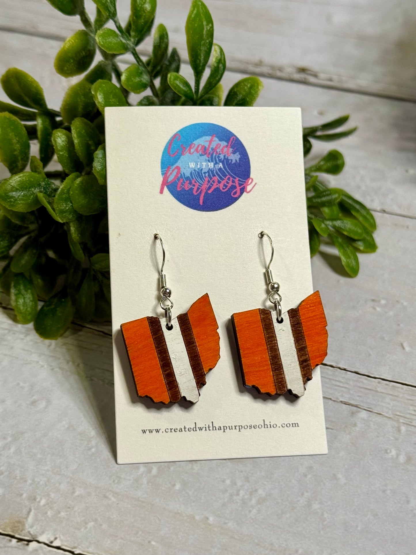 Orange Ohio Stripe Dangle