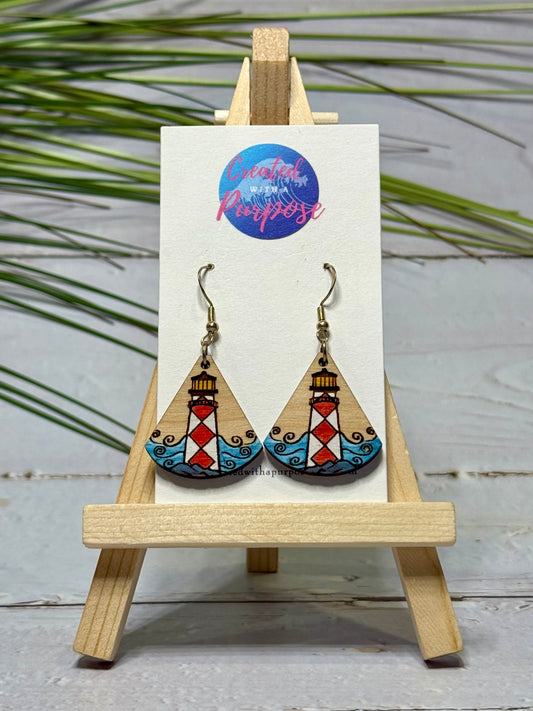 Lighthouse Wood Earrings