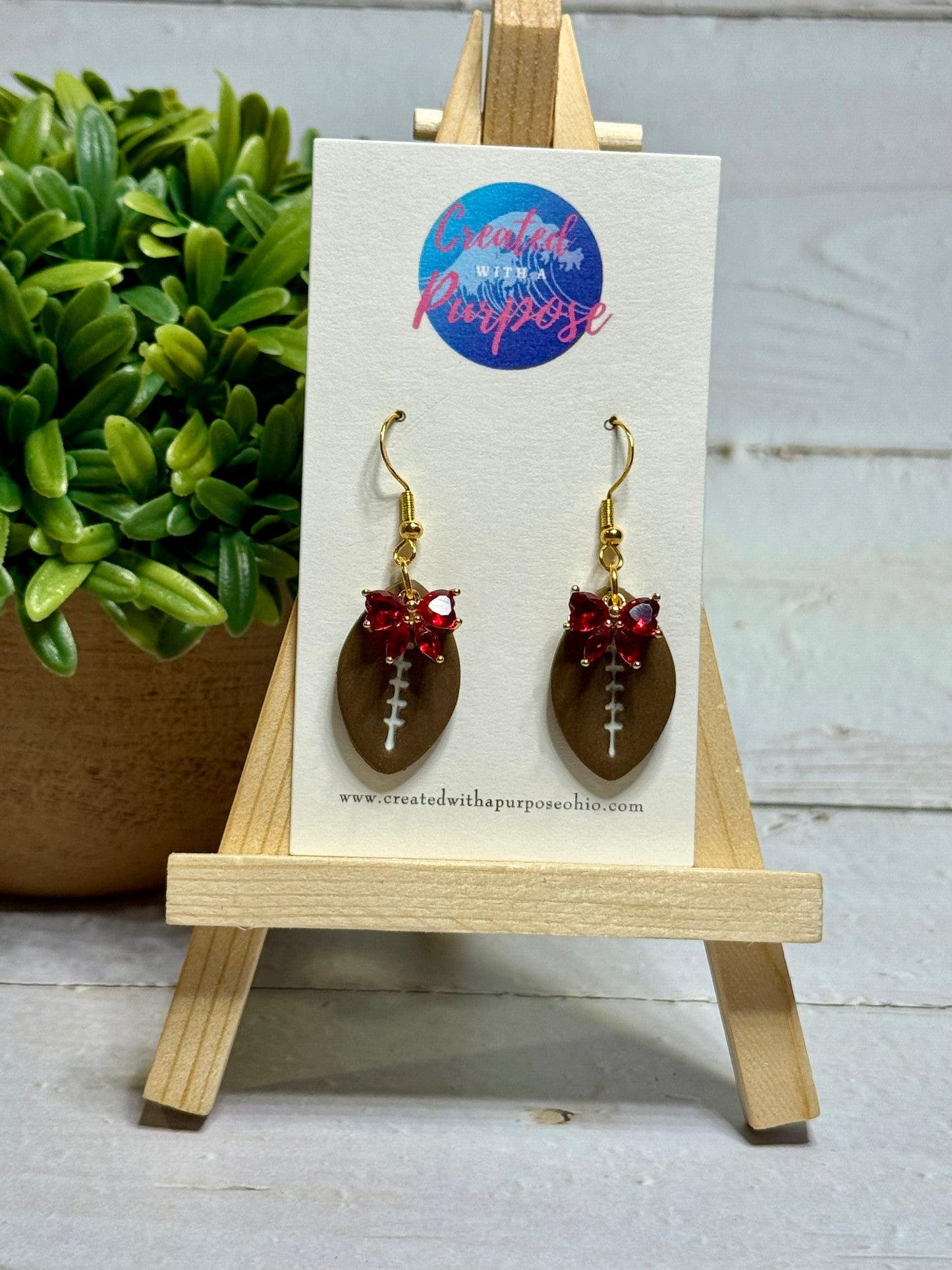 Football with Red Rhinestone Bow