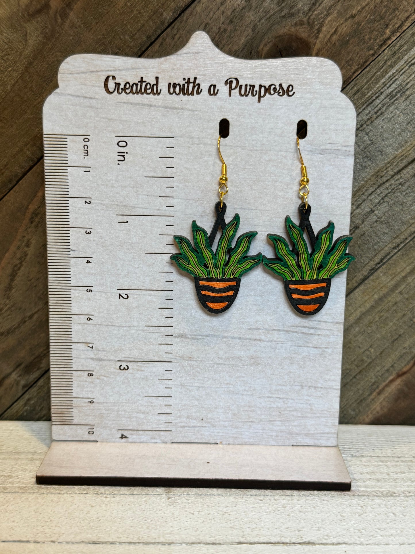 Black and Terracotta Plant Earrings
