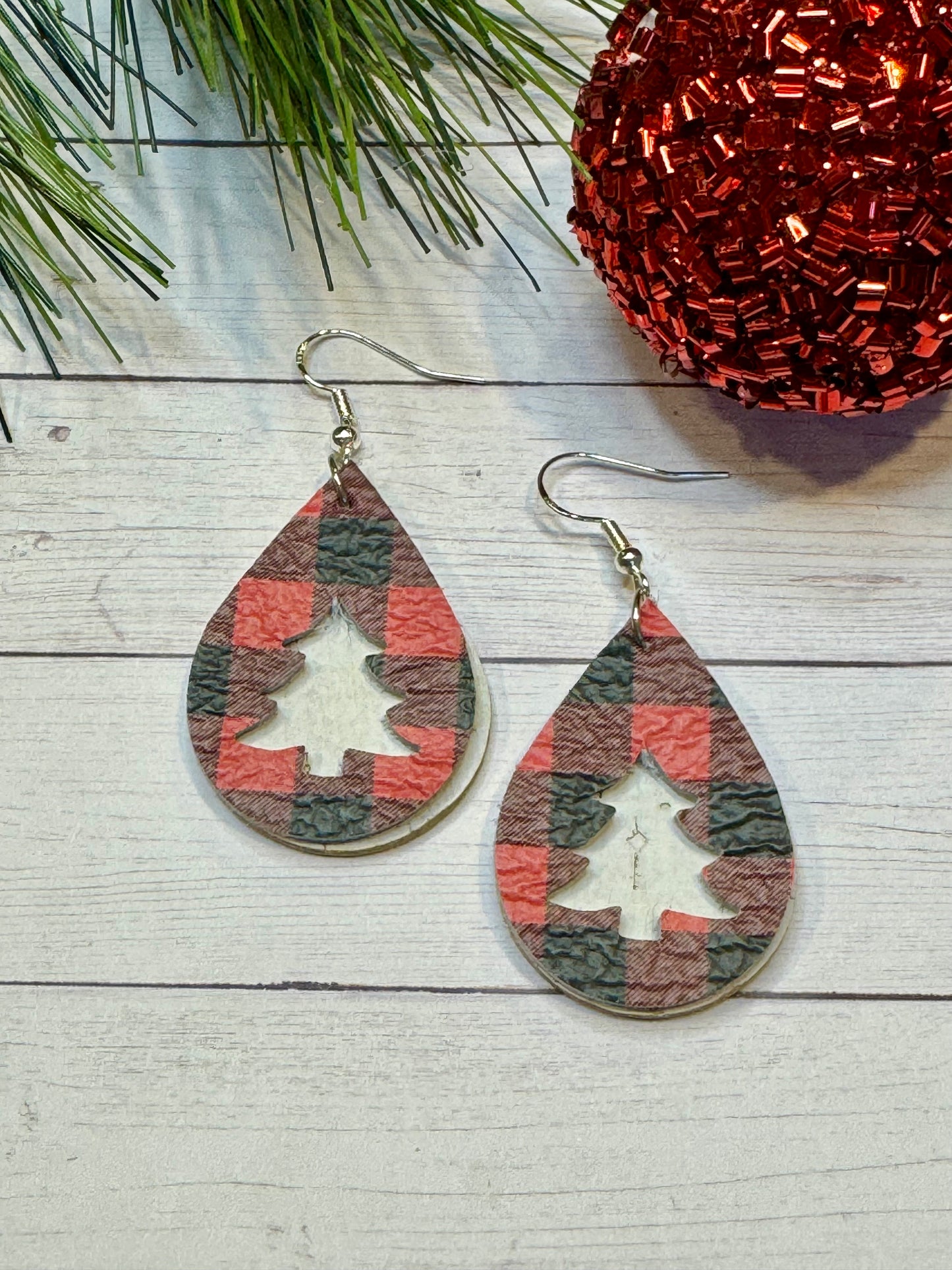 White with Red and Black Buffalo Christmas Tree