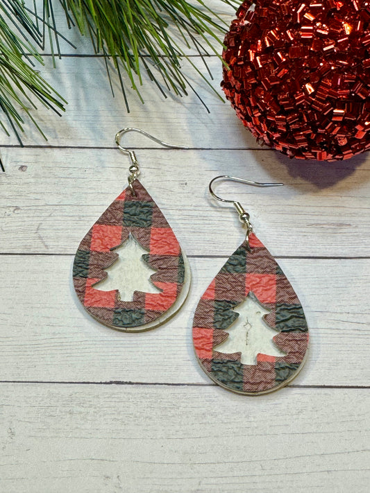 White with Red and Black Buffalo Christmas Tree