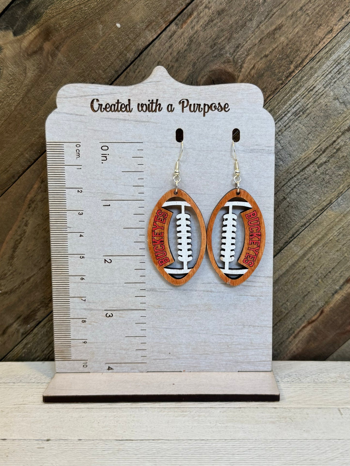 Buckeyes Wooden Football Earrings