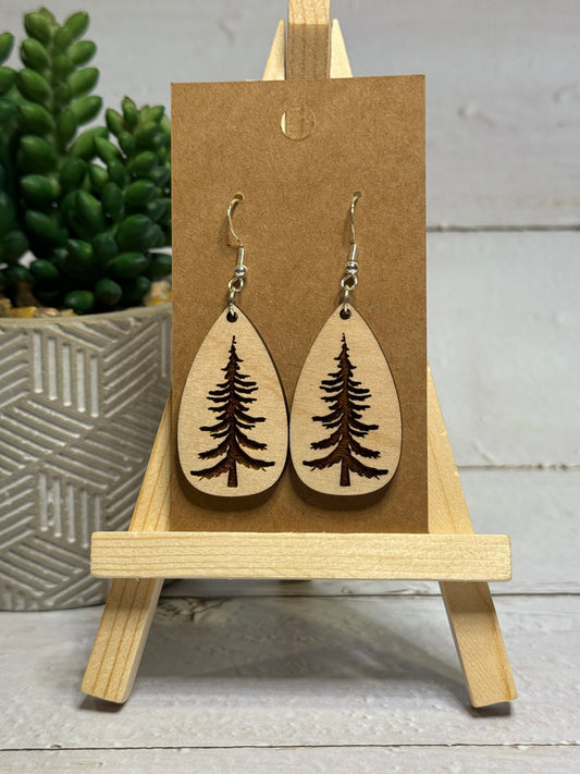 Pine Tree Wood Earrings