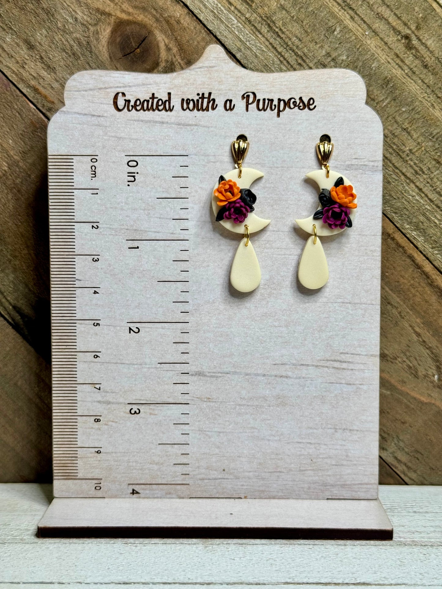 Halloween Moon Floral Earrings