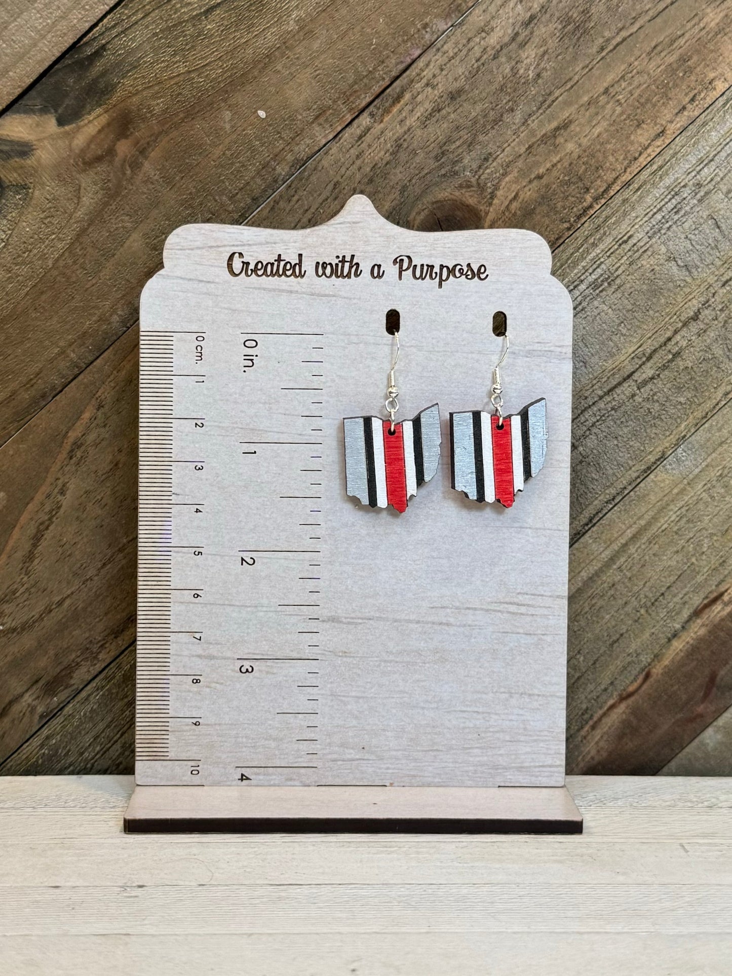 Gray Ohio Stripe Earrings