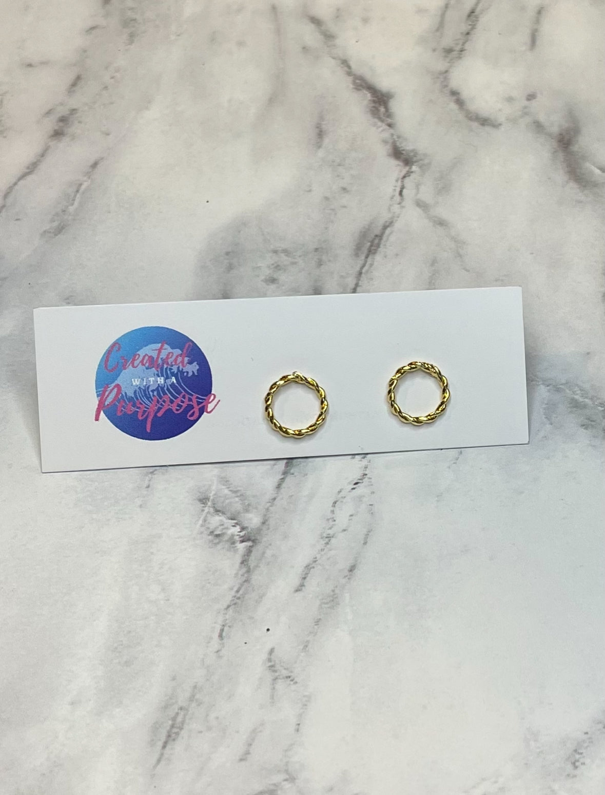 Gold Weave Circle Stud