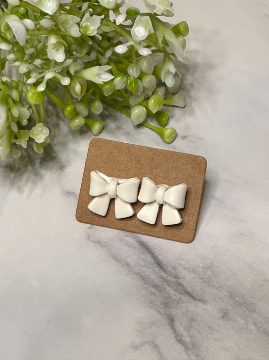 White Bow Studs