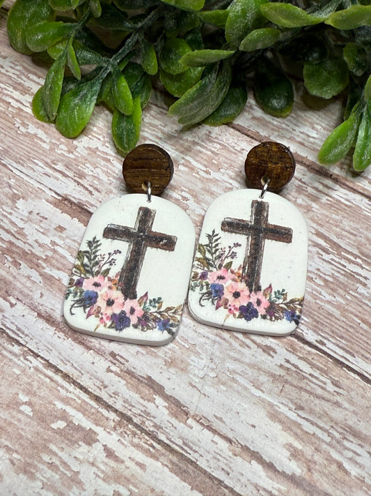 Pink and Purple Flower Cross