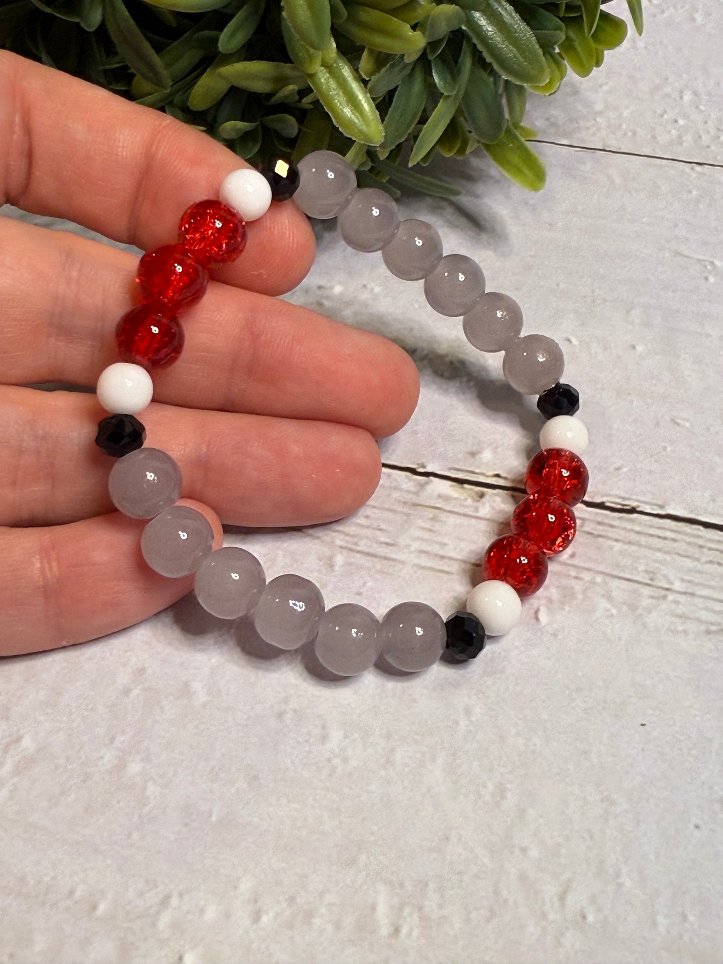 Red and Gray Stripe Bracelet