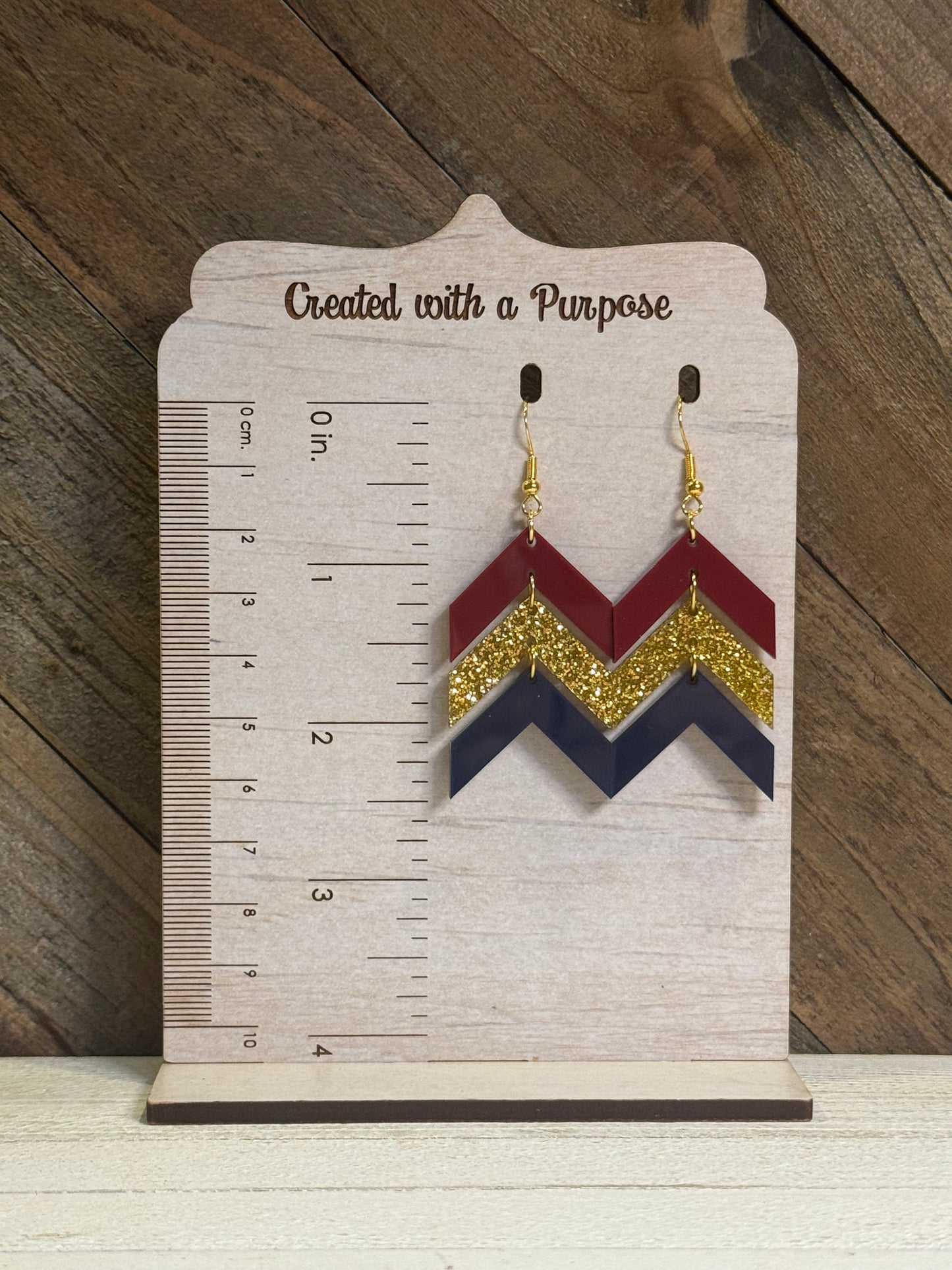 Chevron - Maroon, Gold Glitter, Navy