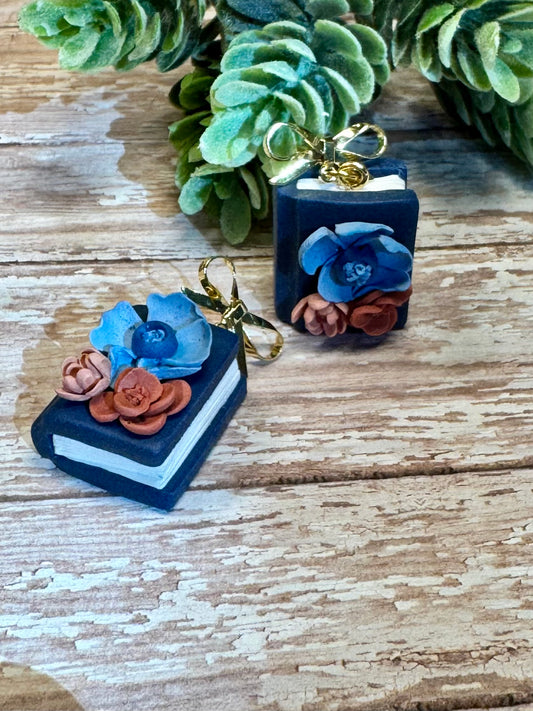 Navy with Blue and Orange Flowers