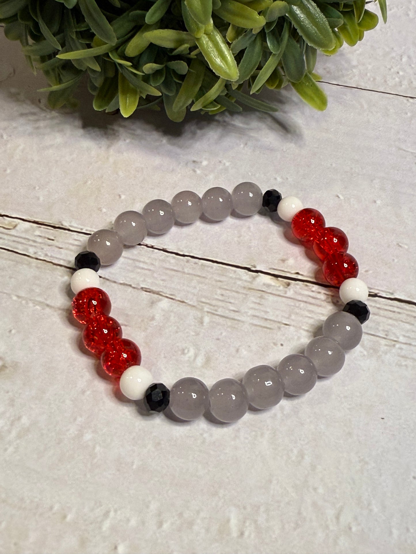Red and Gray Stripe Bracelet