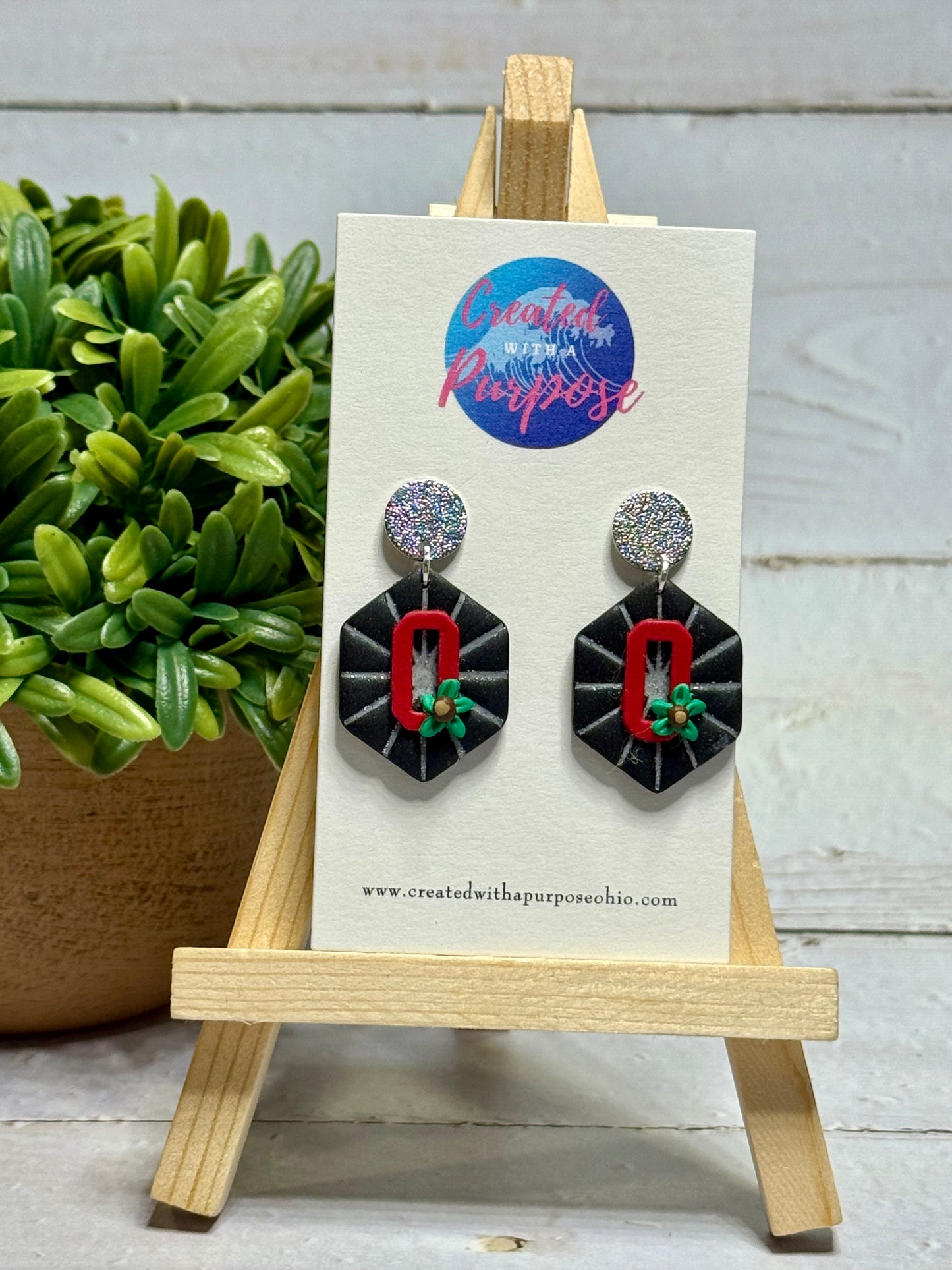 Black with O Earrings