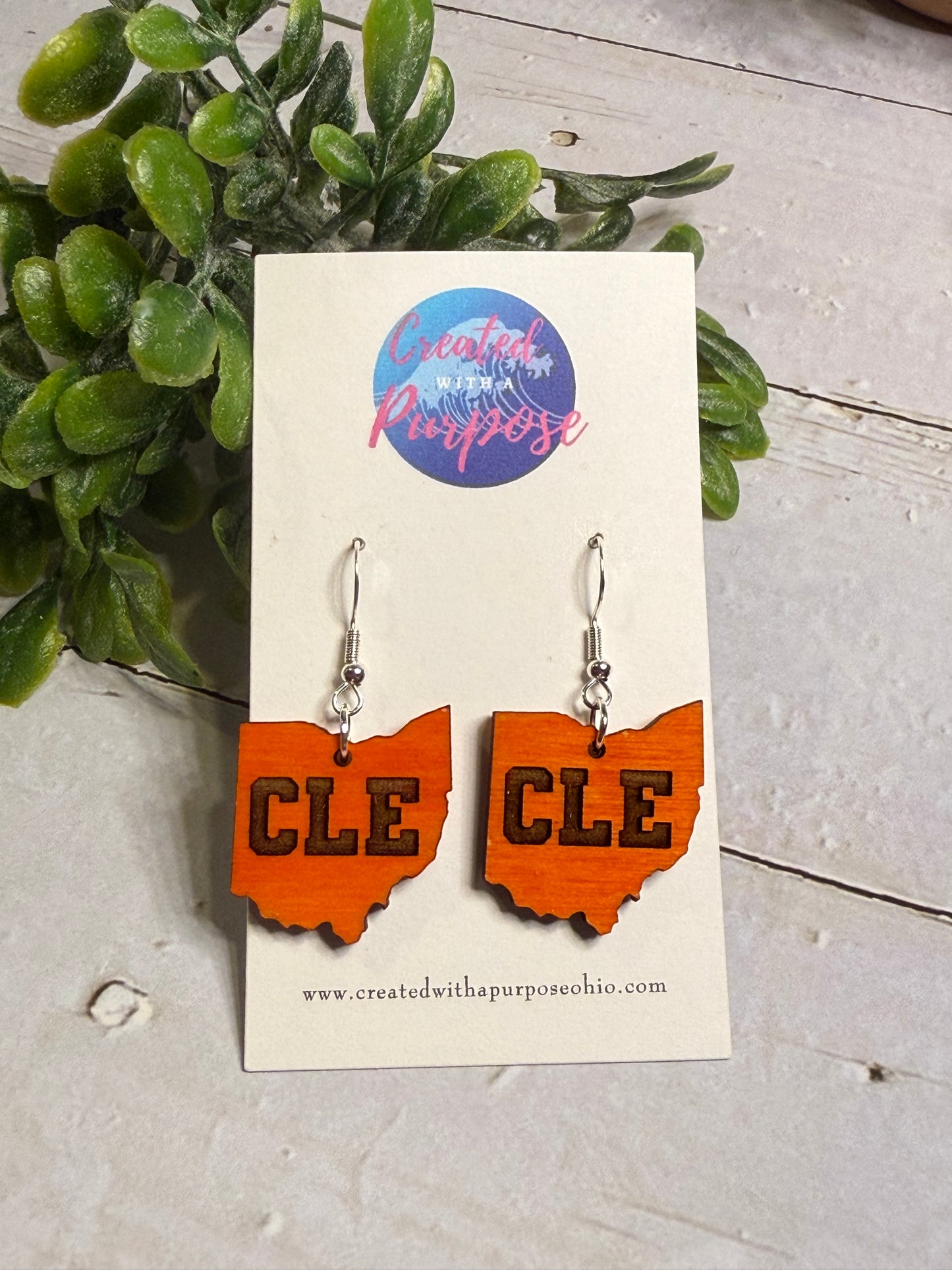 Orange Ohio CLE Earrings