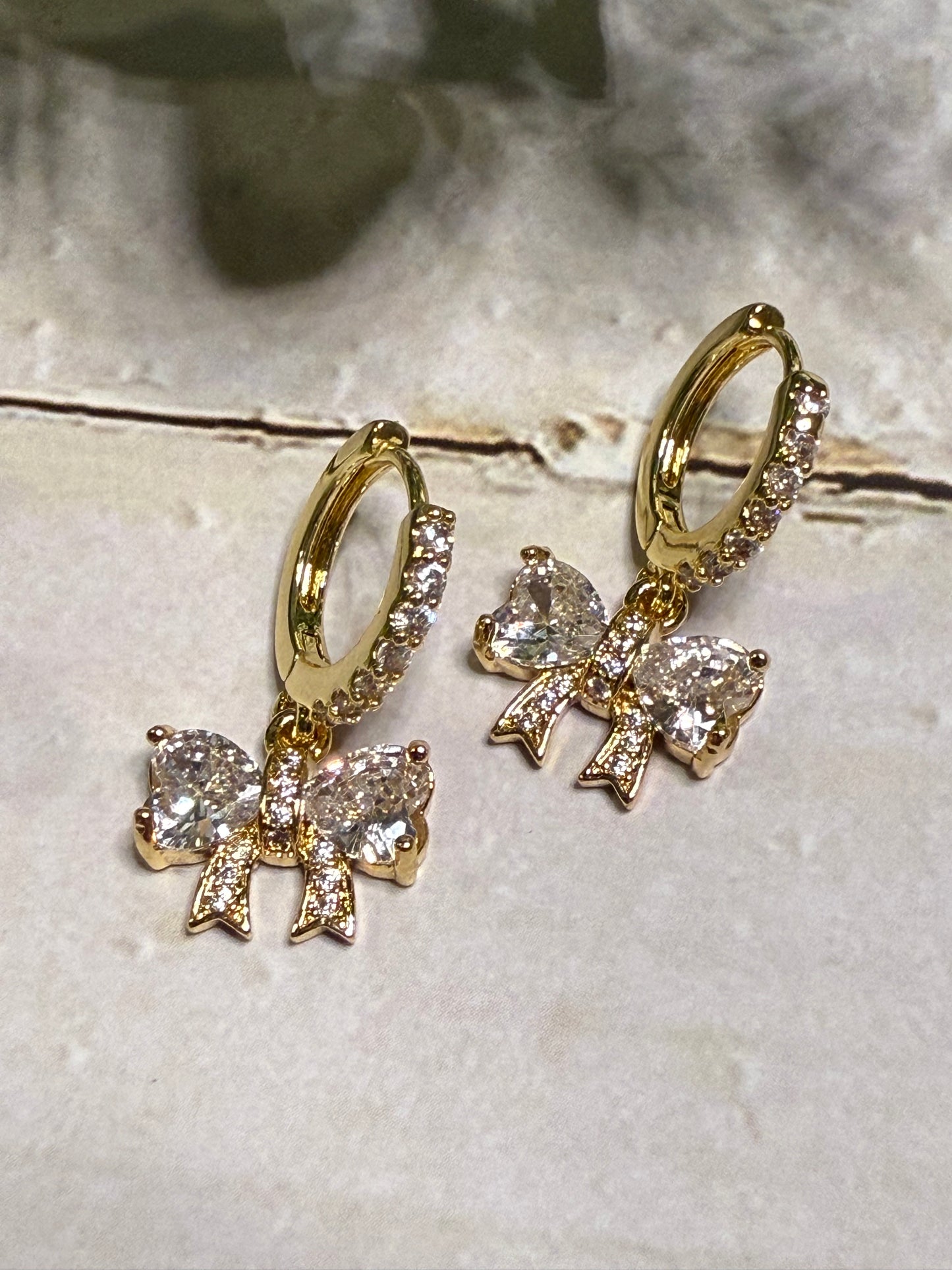 Rhinestone Bow Huggies