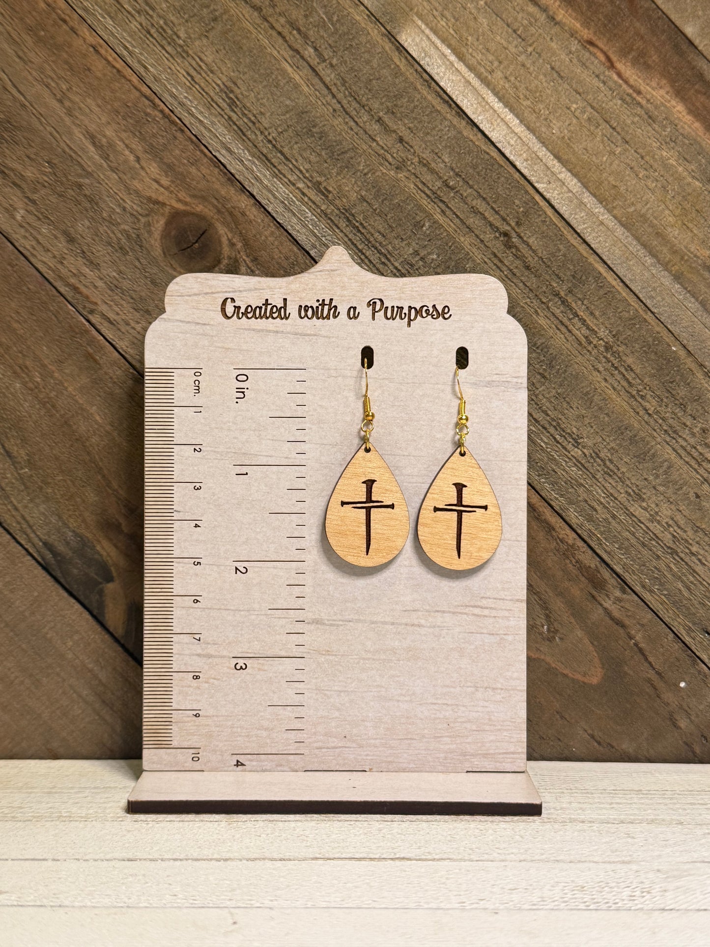 Nail Cross Wooden Teardrop