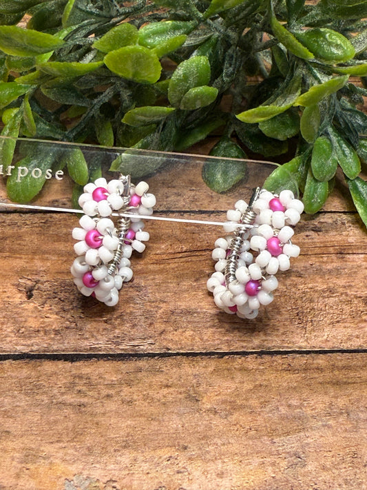 White and Pink Flower Hoop