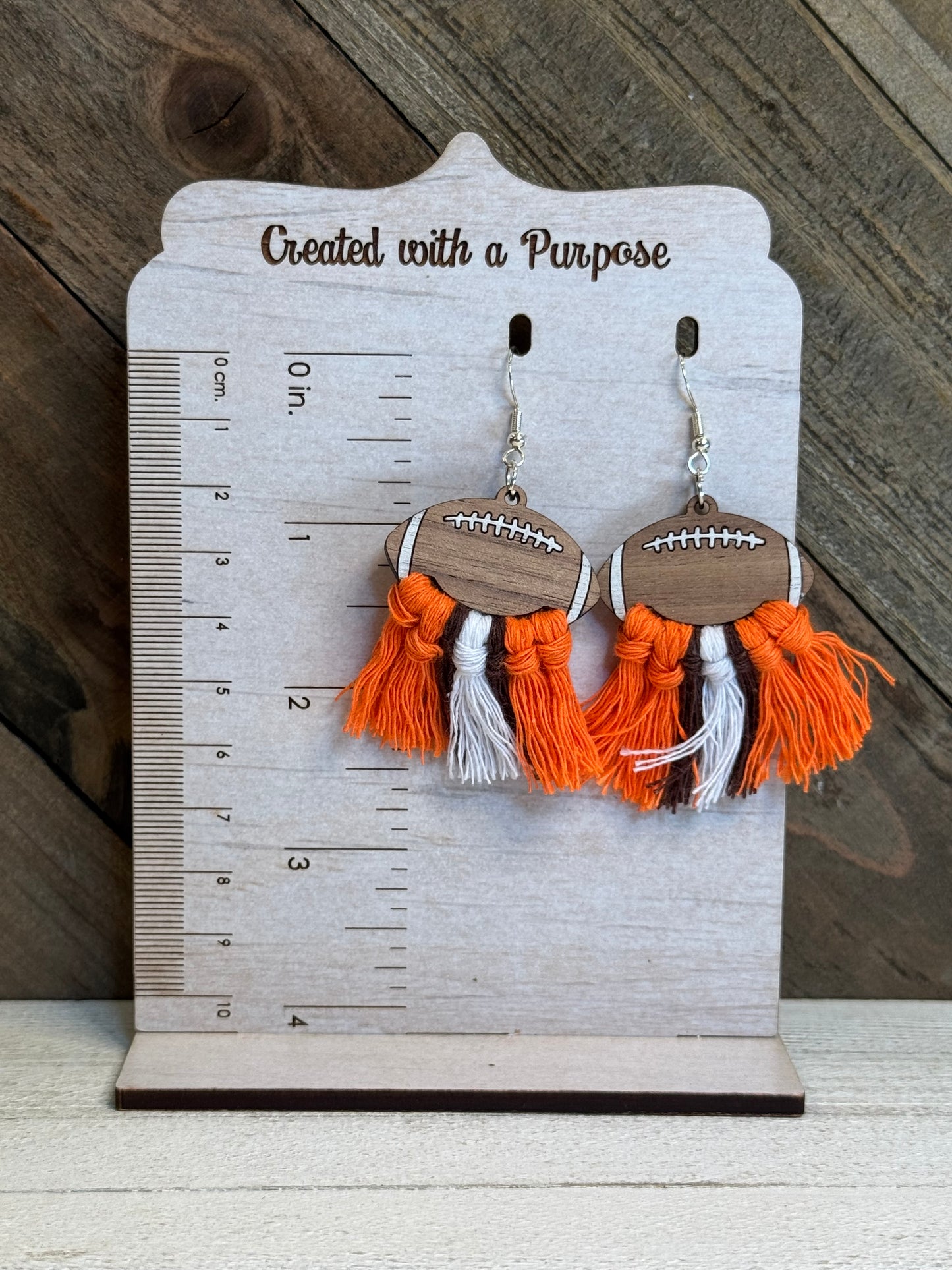 Orange Stripe Macramé Earrings