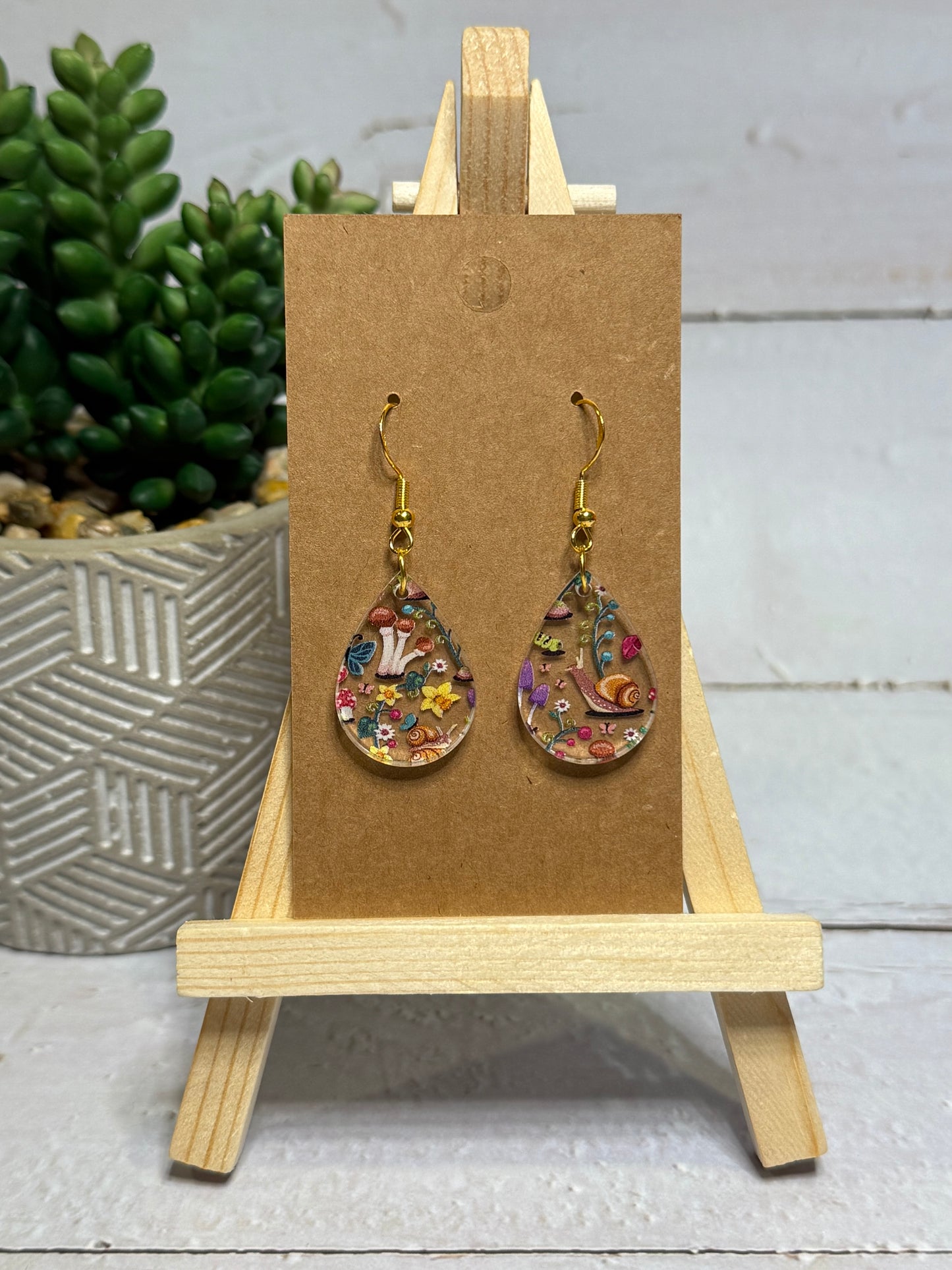 Snails and Mushroom Acrylic Earrings