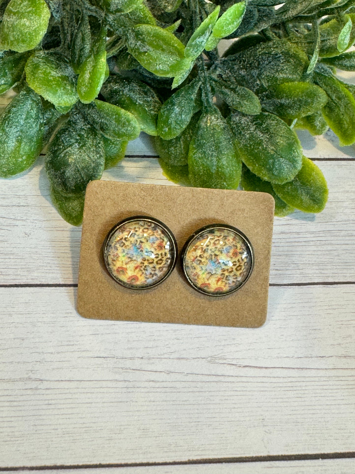 Cheetah and Sunflower Studs