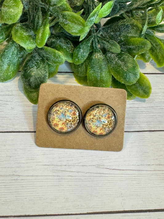 Cheetah and Sunflower Studs