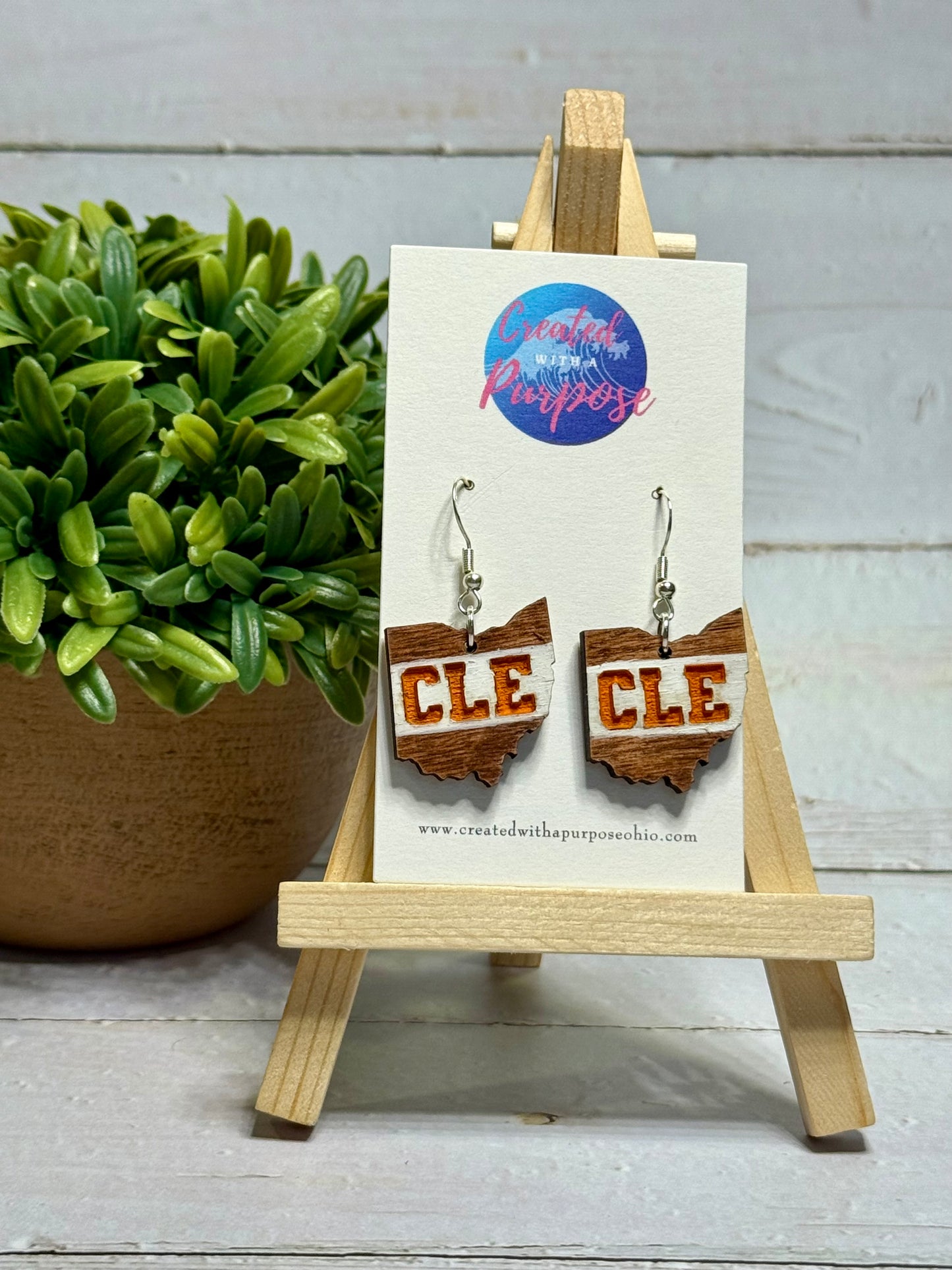 CLE White Stripe Earrings