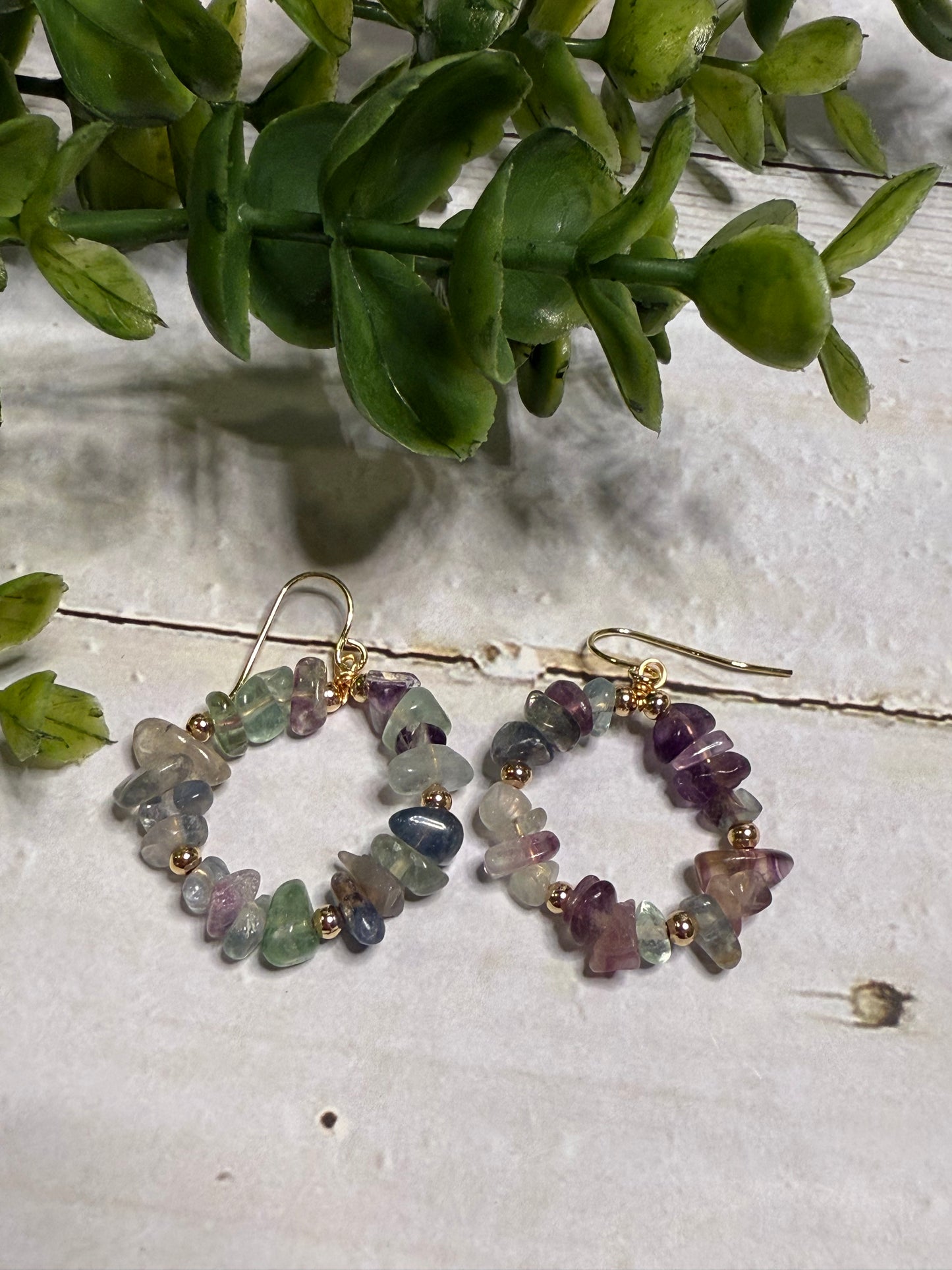 Purple/Green Circle Earrings