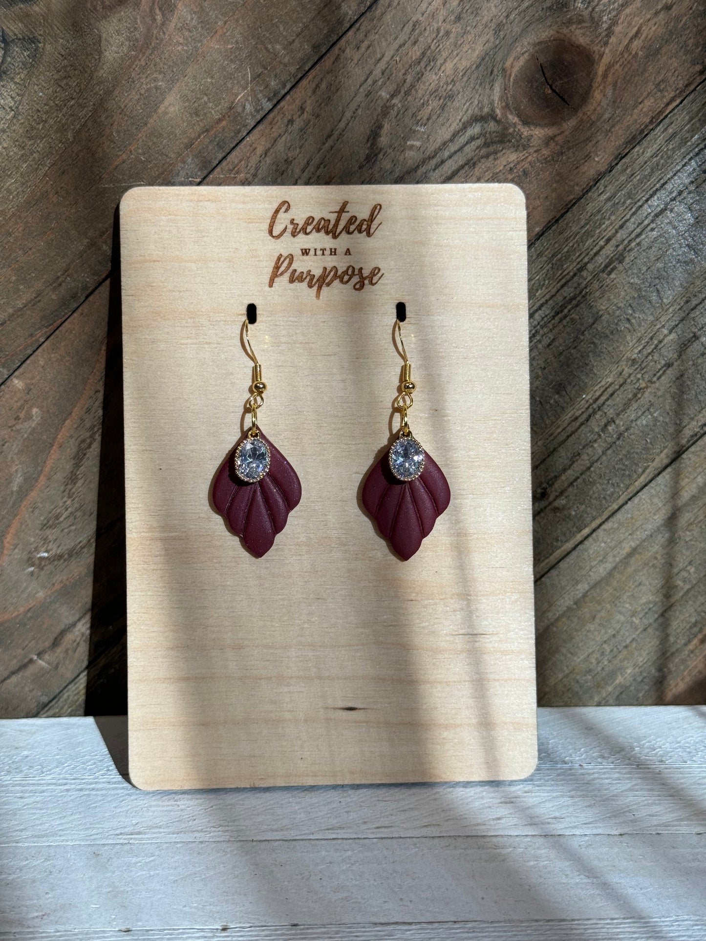 Burgundy with Rhinestone Oval