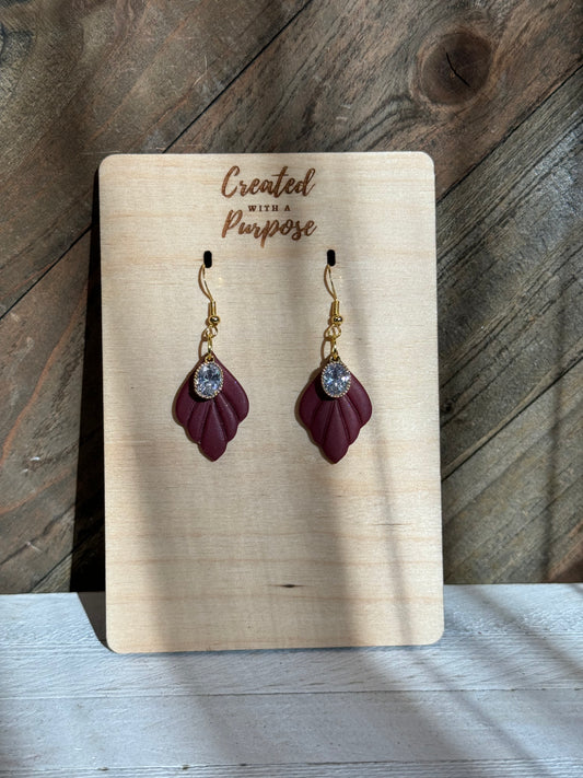 Burgundy with Rhinestone Oval