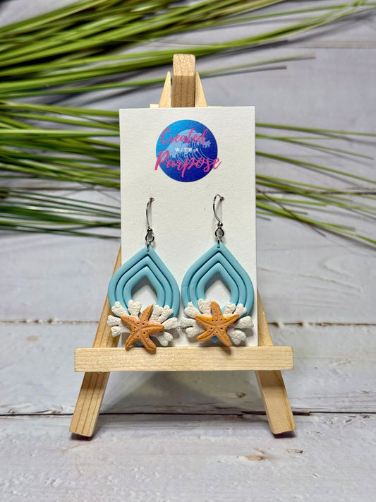Seastar with Coral Earrings